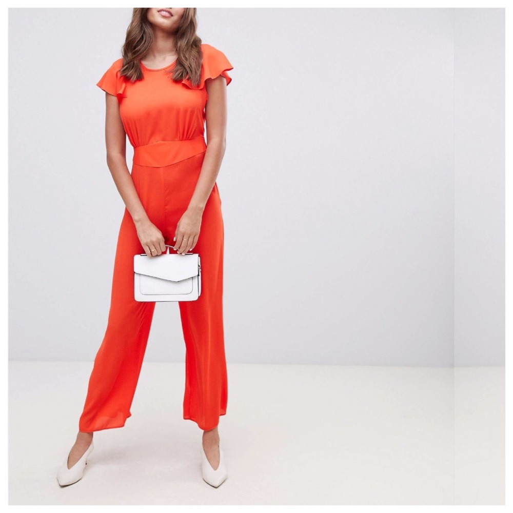 Open-Back Jumpsuit with Flutter Sleeves
